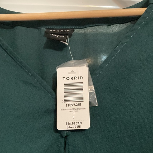 Teal Button-Down Women's Top - Picture 2 of 8